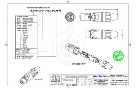 Разъем XLR AMPHENOL AX5F - Разъем XLR - фото 2