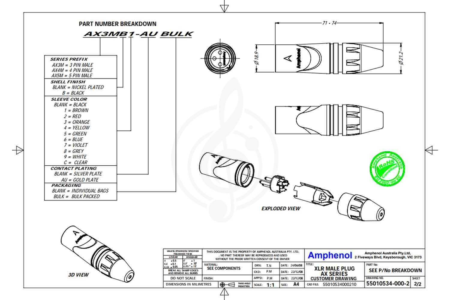 Разъем XLR AMPHENOL AX5M - Разъем XLR - фото 2