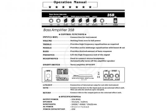 Комбоусилитель для бас-гитары Belcat 35B - Басовый комбоусилитель, 35Вт - фото 2