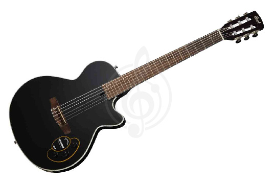 Классическая гитара 4/4 Cort Sunset-Nylectric-BK-WBAG Sunset Series - Электрогитара, нейлоновые струны, черная, с чехлом - фото 1