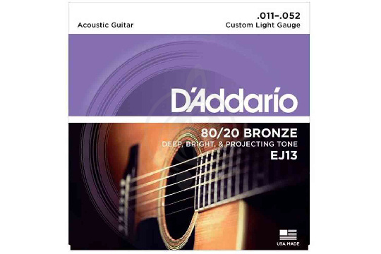 D'Addario EJ13 BRONZE 80/20 - Струны для акустической гитары, бронза 11-52 - фото 1 Струны для акустической гитары D'Addario EJ13 BRONZE 80/20 - Струны для акустической гитары, бронза 11-52 - фото 1
