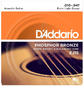 D'Addario EJ15 - Струны для акустической гитары фосфорная бронза 10-47 - фото 1 Струны для акустической гитары D'Addario EJ15 - Струны для акустической гитары фосфорная бронза 10-47 - фото 1