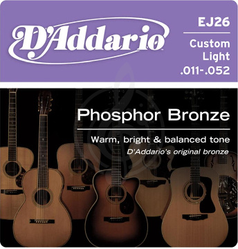D'Addario EJ26 Струны для акустической гитары фосфорная бронза 11-52 - фото 1 Струны для акустической гитары D'Addario EJ26 Струны для акустической гитары фосфорная бронза 11-52 - фото 1