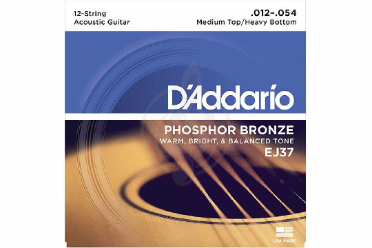 D'Addario EJ37 Phosphor Bronze - Комплект струн для 12-струнной гитары - фото 1 Струны для акустической гитары D'Addario EJ37 Phosphor Bronze - Комплект струн для 12-струнной гитары - фото 1