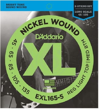 Струны для бас-гитары D'Addario EXL165-5 Струны для бас-гитары 45-135 - фото 1
