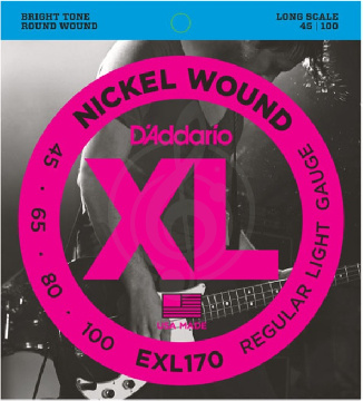 Струны для бас-гитары D'Addario EXL170 - Струны БАС soft long 045-100 - фото