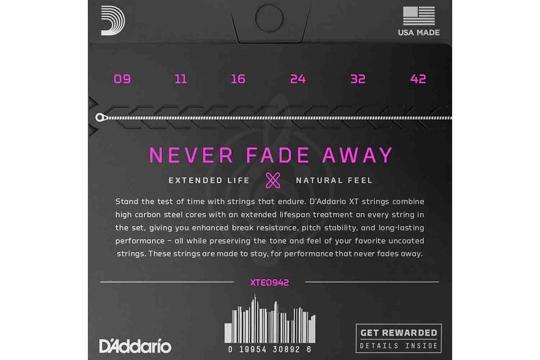 D`Addario XTE0942 XT Комплект струн для электрогитары, никелированные, 9-42, с покрытием - фото 2 Струны для электрогитары D`Addario XTE0942 XT Комплект струн для электрогитары, никелированные, 9-42, с покрытием - фото 2