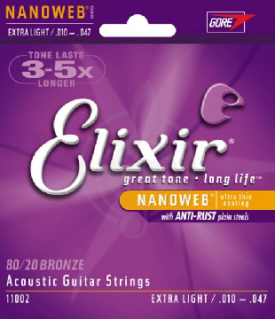 Струны для акустической гитары Elixir 11002 NanoWeb - струны для акустической гитары 10-47 - фото 1