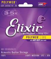 Изображение Elixir 11075 POLYWEB, струны для акустической гитары 12-56