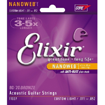 Elixir 16538 NanoWeb - струны для акустич. гитары 11-52, Custom Ligh - фото 1 Струны для акустической гитары Elixir 16538 NanoWeb - струны для акустич. гитары 11-52, Custom Ligh - фото 1