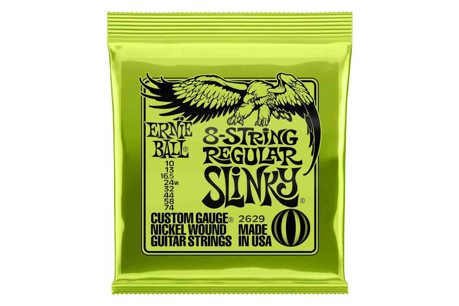 Струны для электрогитары ERNIE BALL 2629 Nickel Wound Regular Slinky 8 - Cтруны для 8стр. эл.гитары - фото 1