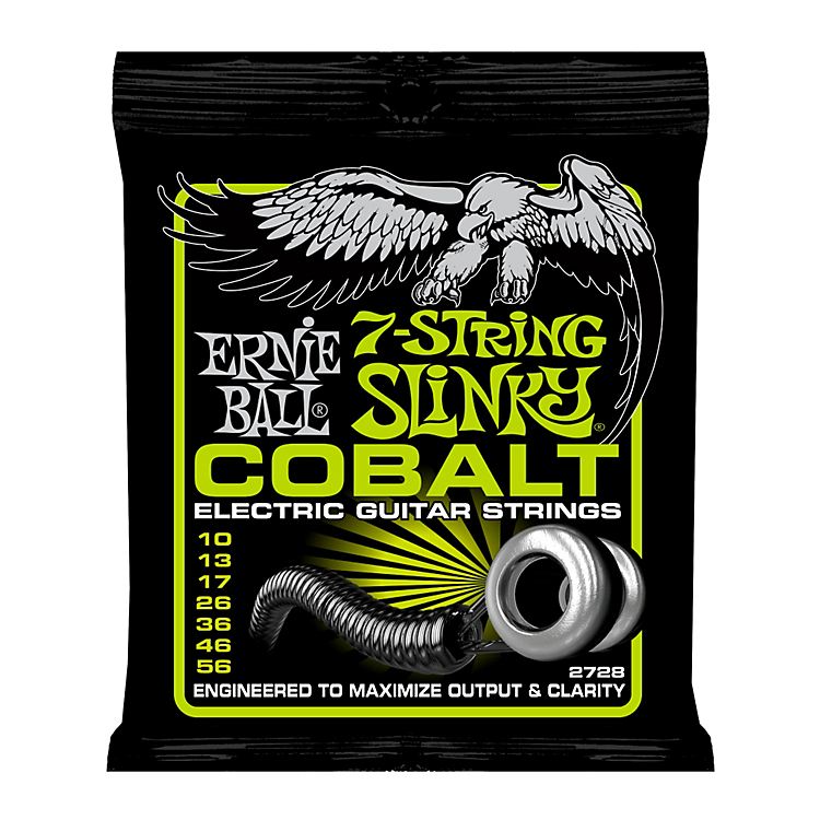Струны для электрогитары Ernie Ball 2728 струны для 7стр. эл.гитары Cobalt Electric Regular Slinky 7 (10-56) - фото 1