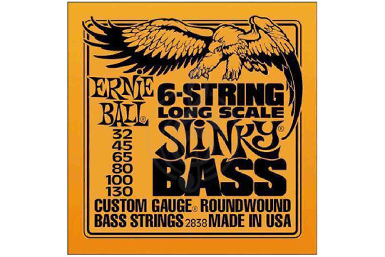 Струны для бас-гитары Ernie Ball 2838 струны для 6-струнной бас-гитары Nickel Wound Bass Long Scale Slinky 6 (37 1/4") (32 - фото 1