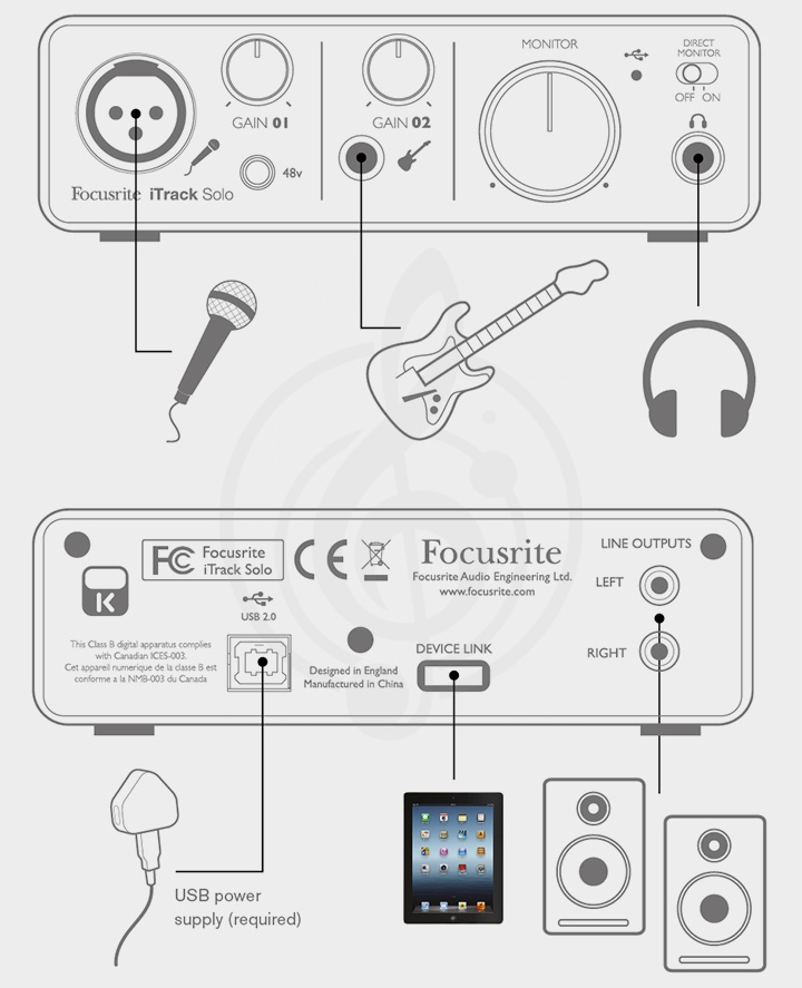  FOCUSRITE iTrack Solo Компактный USB интерфейс с возможностью записи на iPad - фото 3