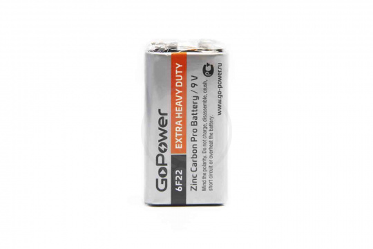 GoPower 00-00015598 Carbon Zinc PRO - Элемент питания Крона 6F22 9В, солевой - фото 1 GoPower 00-00015598 Carbon Zinc PRO - Элемент питания Крона 6F22 9В, солевой - фото 1