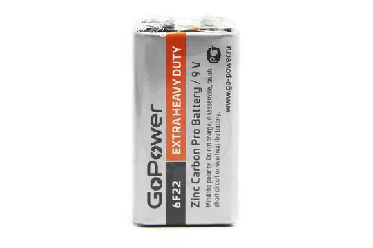 GoPower Carbon Zinc PRO - Элемент питания Крона 6F22 9В, солевой - фото 1 GoPower Carbon Zinc PRO - Элемент питания Крона 6F22 9В, солевой - фото 1