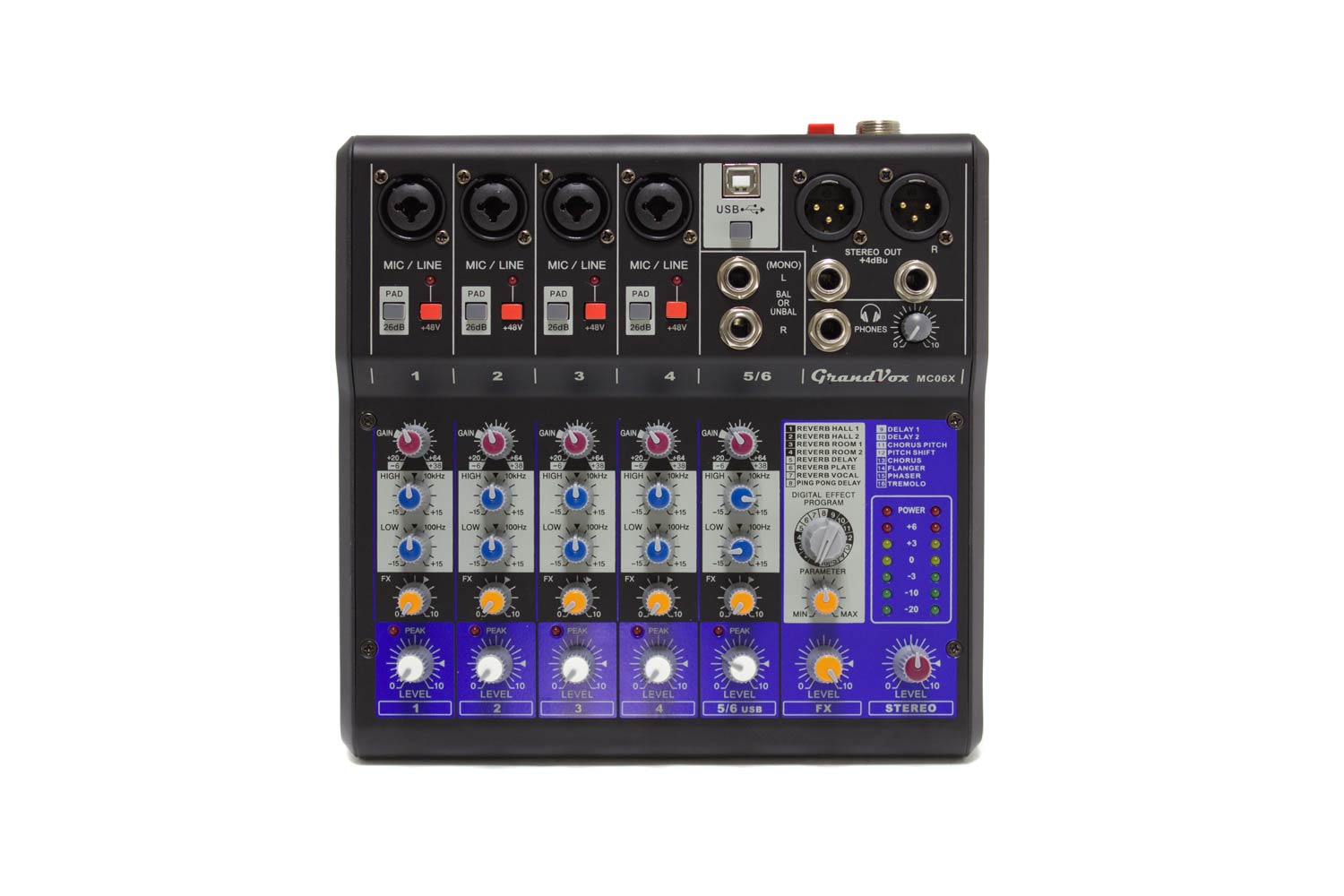 Аналоговый микшер GrandVox MC-06X USB Микшерный пульт аналоговый - фото 1