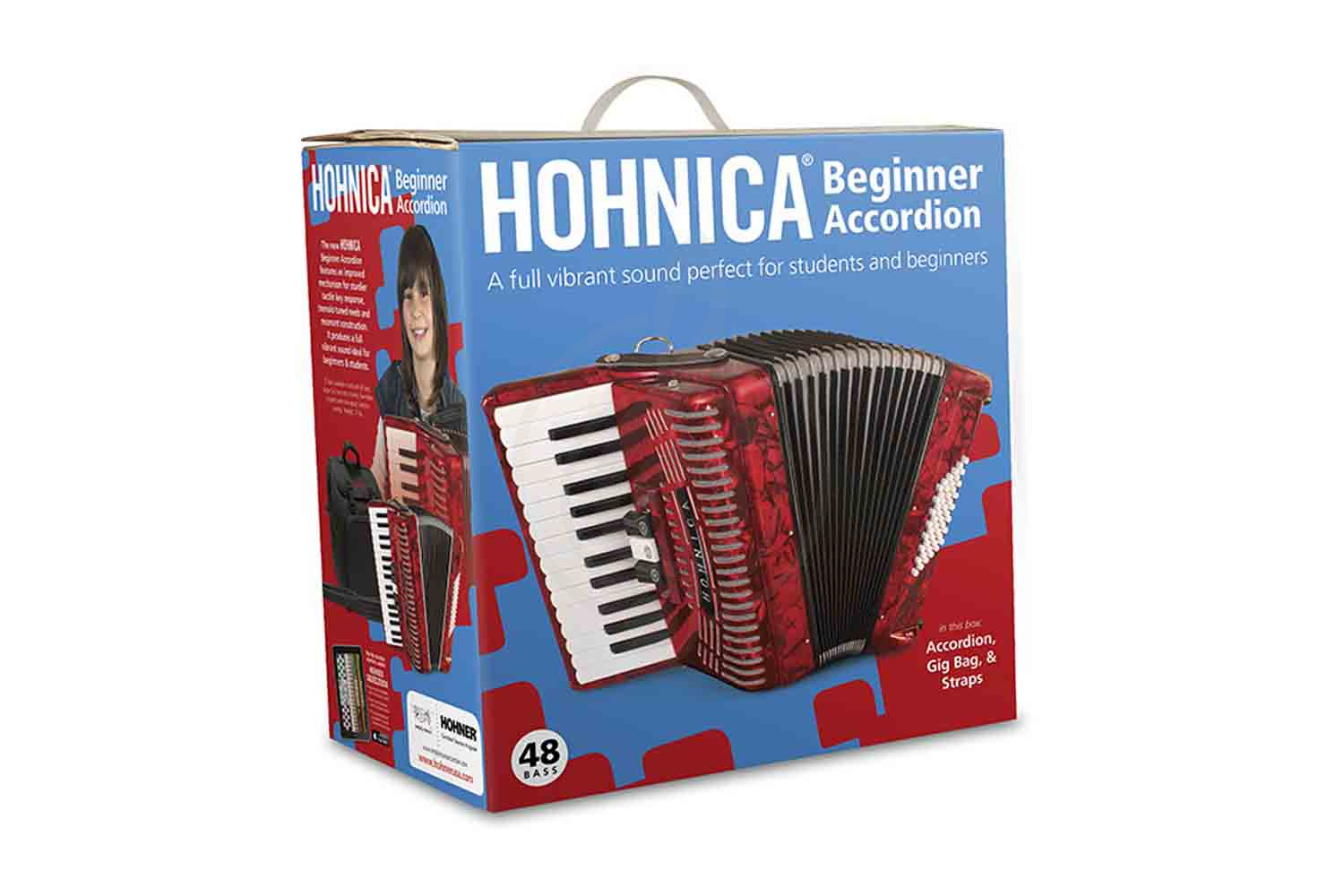 Аккордеон 1/2 Hohner A1621 (1304) Hohnica 48 Аккордеон, красный - фото 2
