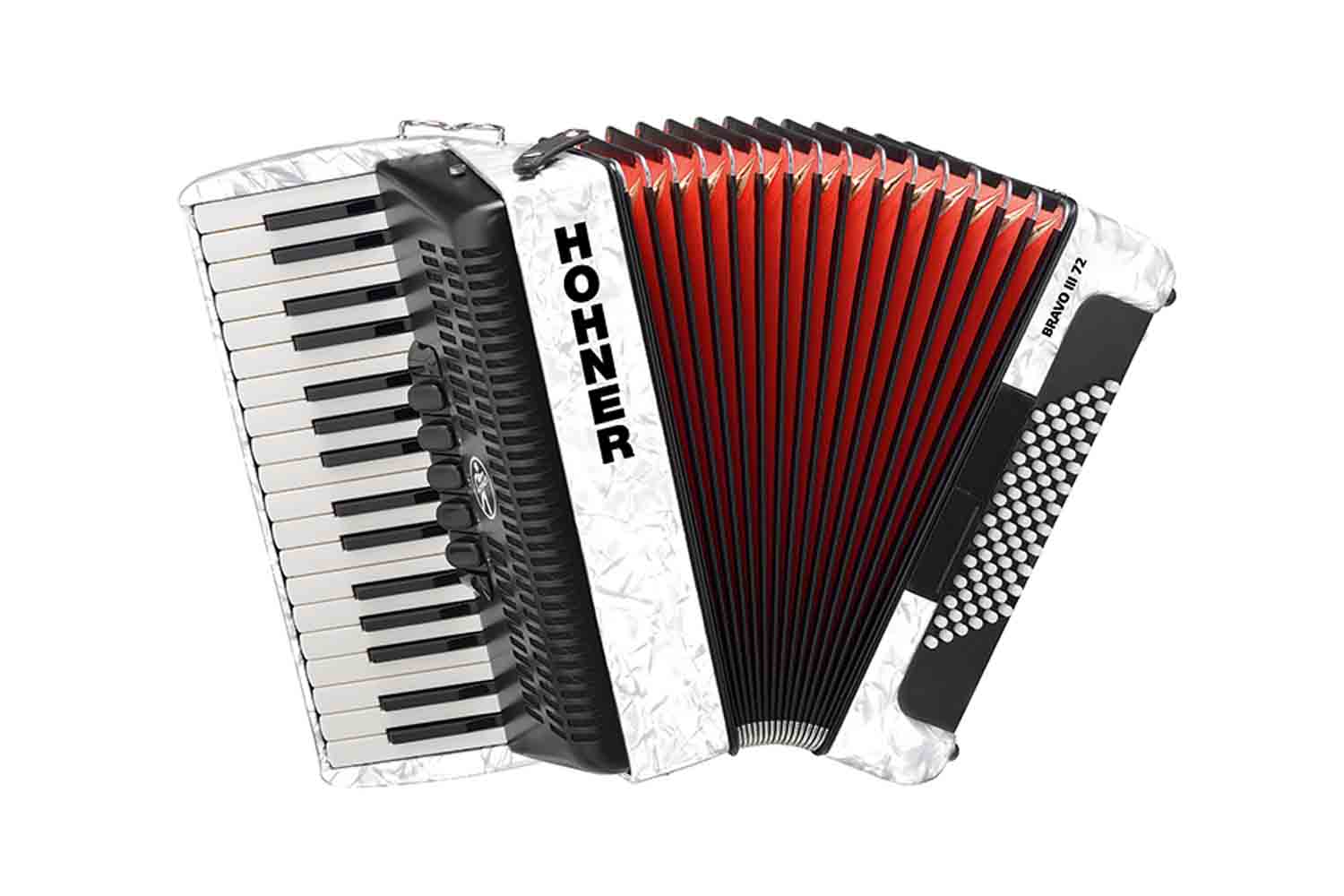 Аккордеон 3/4 Hohner A1661 BRAVO III 72 White Аккордеон, белый - фото 1