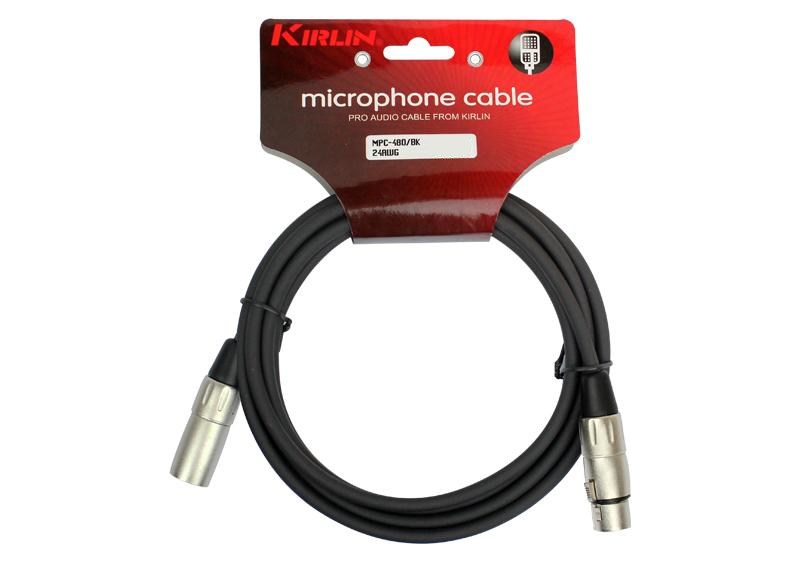 XLR-XLR микрофонный кабель Kirlin MPC-480 3M BK - кабель микрофонный XLR M - XLR F, 3 метра - фото 1