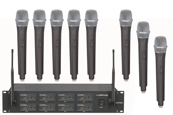 Радиосистема с ручным передатчиком OPUS UHF 808HH радиосистема ручная с 8 микрофономи, частота 500-900 MHz, алюминевый кейс - фото 1
