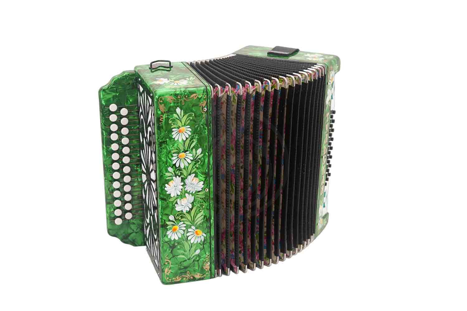 Гармонь Тульская гармонь - G-21-C-GR 301М 25х25-III с двумя ремнями, зеленая - фото 4