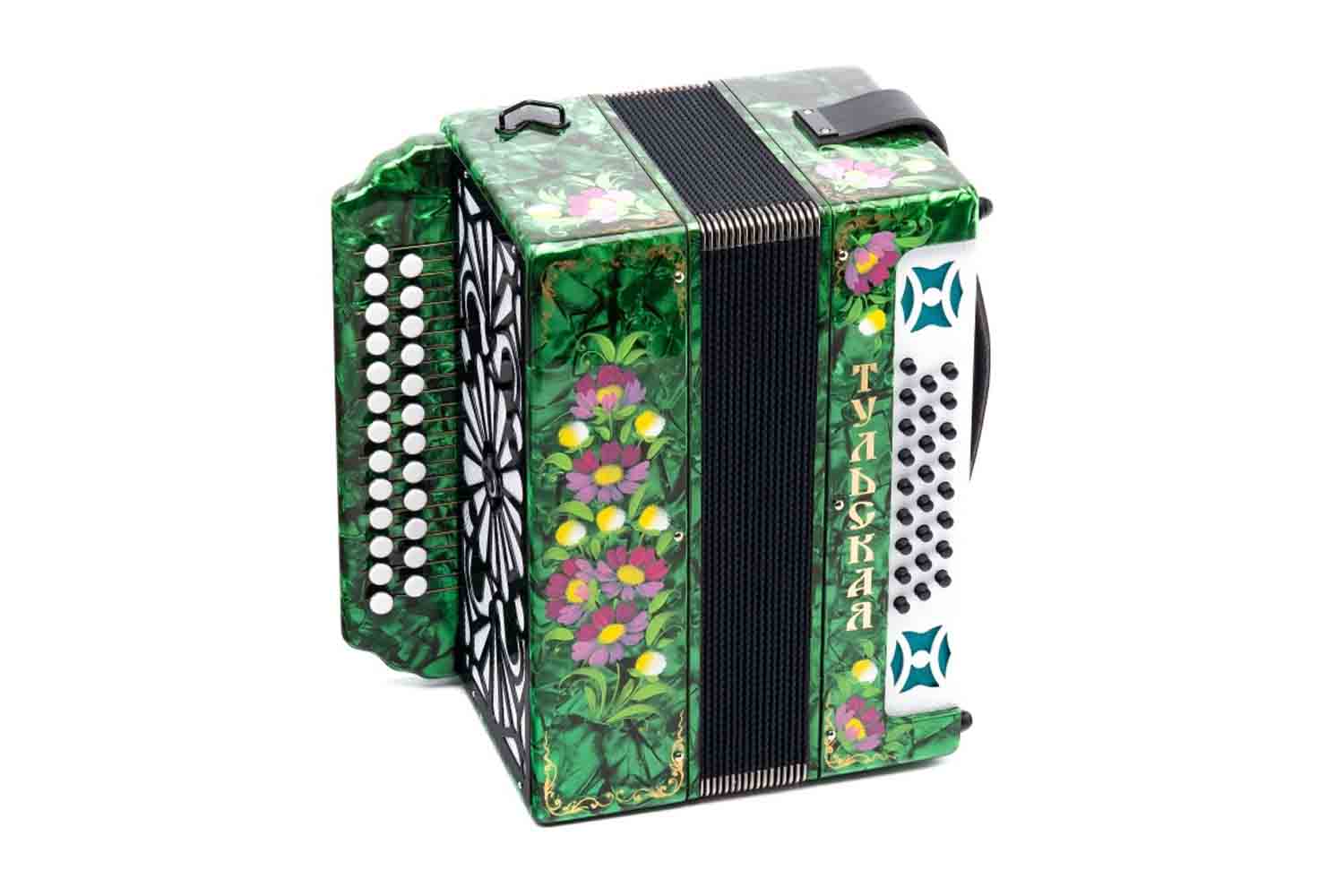 Гармонь Тульская гармонь G-21-GR 301М - 25х25-III с двумя ремнями, зеленая - фото 1