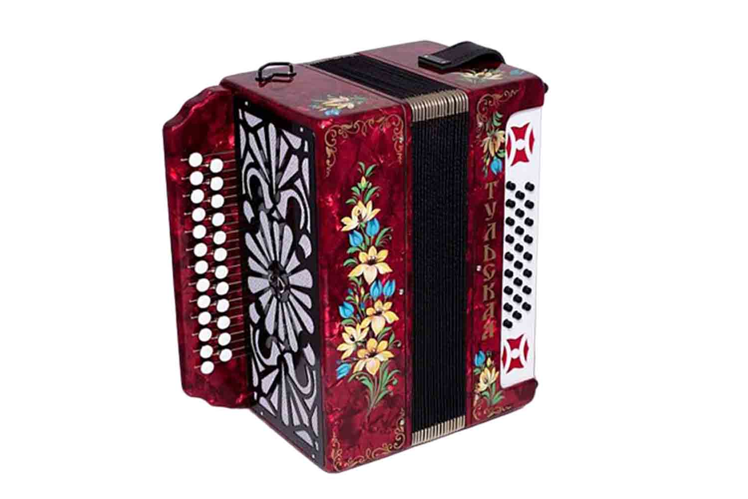Гармонь Тульская гармонь G-21-RD 301М - 25х25-III с двумя ремнями, красная - фото 1